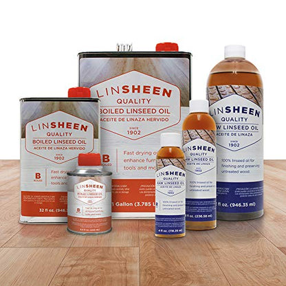 LinSheen Boiled Linseed Oil – Fast Drying Flaxseed Wood Treatment to Rejuvenate and Restore Outdoor and Indoor Wood Furniture, Floors and Sports Equipment, Gallon - size: 128 Fl Oz (Pack of 1)