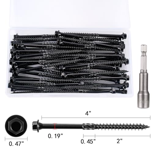 100 PCS #14 x 4” Wood Structural Screws Heavy Duty Hex Head Screws - size: #14x4"