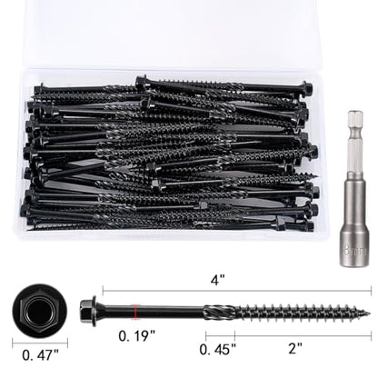 100 PCS #14 x 4” Wood Structural Screws Heavy Duty Hex Head Screws - size: #14x4"