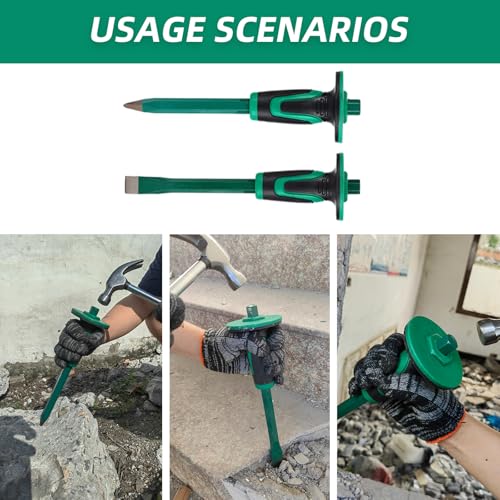 Heavy Duty Masonry 12 Inch Point and Flat Chisel Set, 2PCS - size: 12 Inch