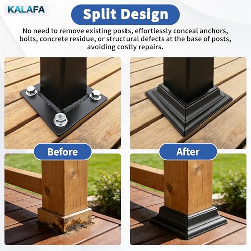 4-Pack 4x4 Post Skirt Aluminum Split Deck Post Base Cover (Black) - color: W/P Gasket Black UK