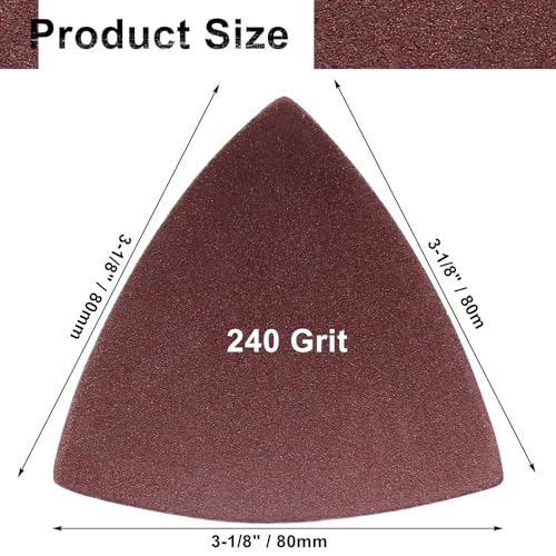 100 Pcs Triangle Sanding Pads, 80mm, 240 Grit - size: 240 Grit