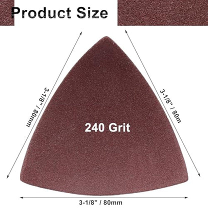 100 Pcs Triangle Sanding Pads, 80mm, 240 Grit - size: 240 Grit