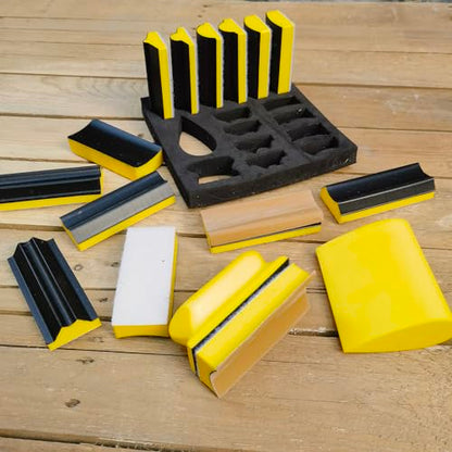16 PCS Contoured Profile Sanding Block Set - Hook and Loop Foam Material Hand Sander Block- Interchangeable Assorted Convex & Concave Shapes for Sander Wood Woodworking Furniture, Auto Paint