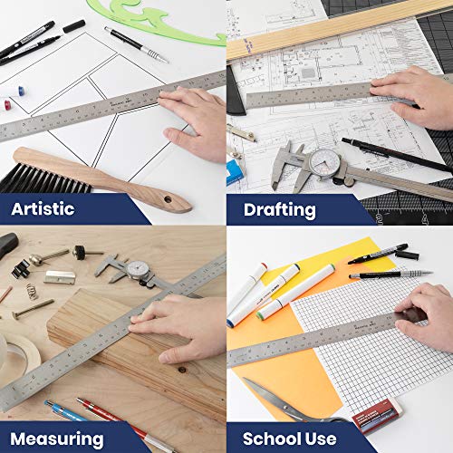 2 Pack - Pacific Arc 18 Inch Stainless Steel Ruler with Inch/Metric Conversion Table - style: 2 Pack | 18 in