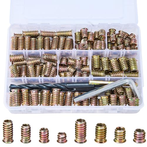 180Pcs 1/4"-20 Nut Inserts 5/16"-18 Wood Threaded Fastener for Furniture - color: 180 Pcs 1/4"-20 & 5/16"-18 Mixed Set