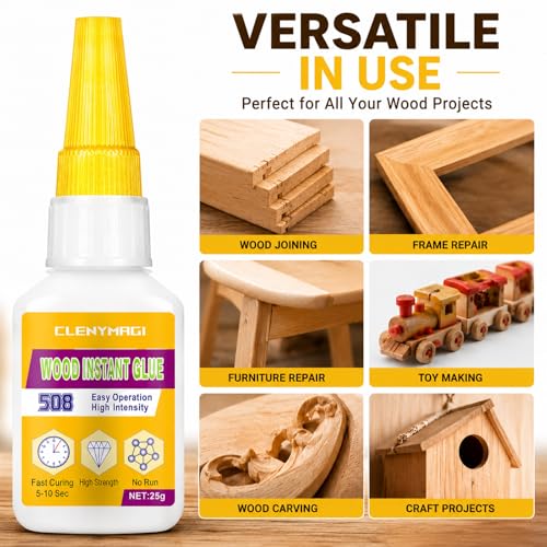 Wood Glue, High Strength Fast Drying Clear Wood Glue for Furniture Heavy Duty, Woodworking, Garden, Crafts, DIY, Waterproof, Heat Resistant Tacky Adhesive (1 Bottle of 25g) - size: 1 Pack