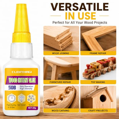 Wood Glue, High Strength Fast Drying Clear Wood Glue for Furniture Heavy Duty, Woodworking, Garden, Crafts, DIY, Waterproof, Heat Resistant Tacky Adhesive (1 Bottle of 25g) - size: 1 Pack