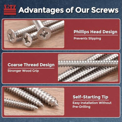 51pcs Phillips Wood Screw W/Screwdriver Bit #10x2-1/2 304 SS Silver - color: Silver, size: #10x2-1/2"