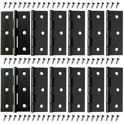 12 PCS 3 inches High-end Stainless Steel Mini Small Hinges with 72 Screws, Black - color: Black, size: 3IN-12PCS