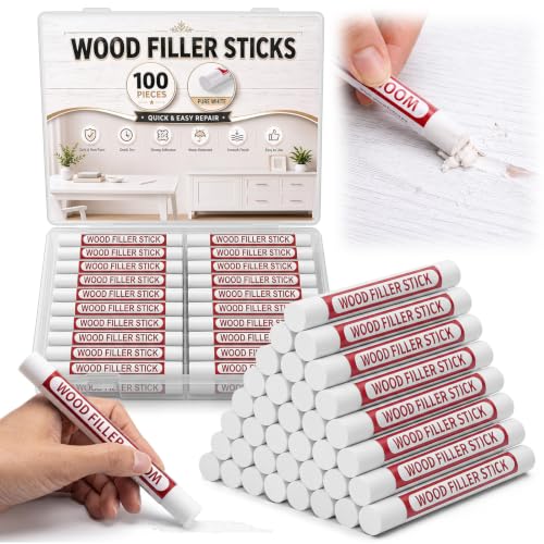 100 Pcs Wood Filler Sticks White Wax Crayons - color: White