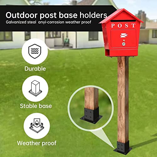 4×4 Post Base 4 Pcs,Deck Post Brackets,Inner Size 3.5"x3.5" Thick Steel Fence Post Anchor Base,Black Powder Coated Heavy Fence Post,for Supports Porch Railing Post Holders Pergola Brackets - size: 4 Pack Post Base 4x4"