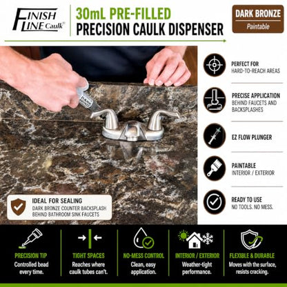 30mL Pre-Filled Precision Caulk Applicator Bronze 3-Pack - color: Dark Brown / Bronze