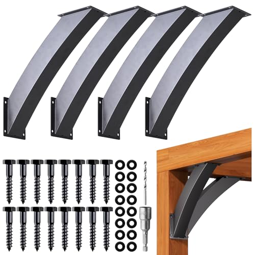 Heavy Duty 45 Degree Angle Support Bracket 4"×4" (Actual: 3.2"×3.2") Wood Beam Support Hardware Degree Post Bracket for Gazebos Pagola Porches 4Pcs - size: 4"×4"