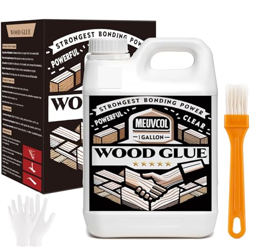 Meuvcol Wood Glue 1 Gallon, Ultimate Wood Glue for Furniture Heavy Duty, Furniture Glue for Woodworking,Crafts, Clear Strongest Glue for Wood, Cabinets, Chair Legs - size: 4160 g