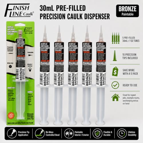 30mL Pre-Filled Precision Caulk Applicator Bronze 5-Pack - color: Dark Brown / Bronze
