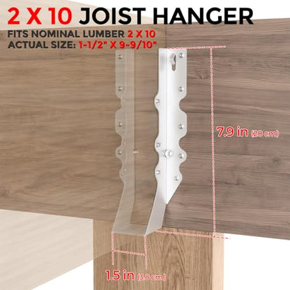 20 Pcs 2x10 Joist Hangers,18 Gauge Metal Face Mount Joist Hanger, Lu210 Joist Hangers Galvanized, Hurricane Ties for Rafter, Rafter Brackets 2x10 for Deck,Floor,Roof Overhang and Ceiling Joist - size: 20 Pcs 2x10 Joist Hanger, style: Silver