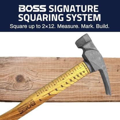 Boss Hammer 14 oz Ti64 Titanium Hammer, Tennessee Hickory Handle - size: 14 oz., style: Smooth Face
