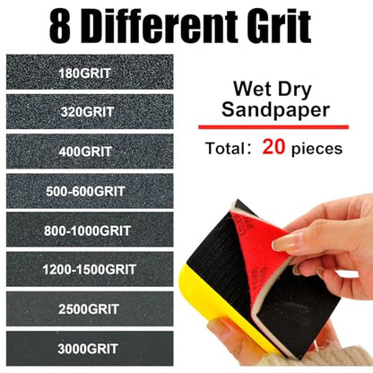 MAXMAN Sanding Sponge Set, 1200-1500 Grit Foam, Wet/Dry Sandpaper for Wood - style: 1200-1500 Grit