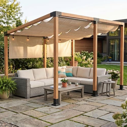 6 PCS Iron Pergola Brackets with 6 Post Bases & Covers - size: 18-Pc Lean-To Kit: 6x Brackets + 6x Bases & Cover