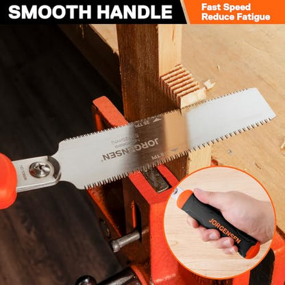 JORGENSEN Japanese Flush Cut Saw - 5 Inch Small Pull Saw & JORGENSEN 15 Inch Pro Hand Saw