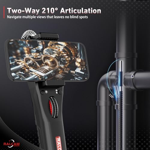 Ralcam Two-Way 210° Articulating Borescope Compatible with iPhone & Android