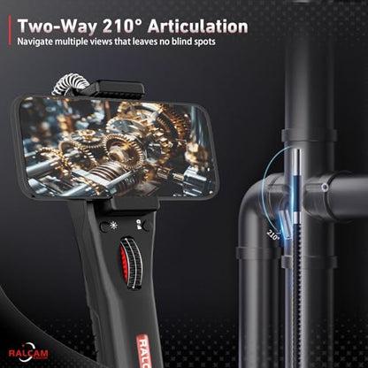 Ralcam Two-Way 210° Articulating Borescope Compatible with iPhone & Android