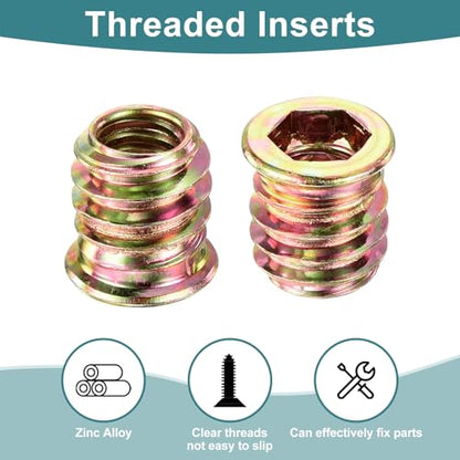 uxcell 30pcs Threaded Inserts 5/16"-18x19/32 Zinc Alloy Hex Socket Drive