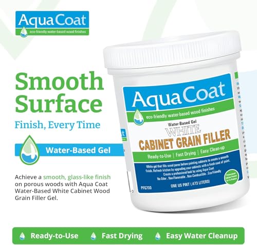 AquaCoat Water-Based White Cabinet Wood Grain Filler Gel – Fast Drying, Low Odor White Wood Filler, Sandable & Paintable for Interior & Exterior Repairs, Upgrades & Restorations, 4 Pack (Pint) - size: 4Pint