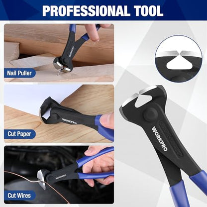 WORKPRO 7 Inch Nail Puller Pliers, End Cutting Pliers - Black Finish CR-V - size: Small