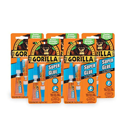 Gorilla Super Glue, Two 3 Gram Tubes, Clear, (Pack of 5) - size: 5 - Pack