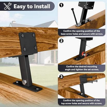Heavy Duty Metal Brackets for Gazebo Roof Posts - Adjustable 90° Support for 4x4/4x6 Lumber, Wind & Snow Resistant, Includes Screws & Drill Bits, Black (1Pcs) - color: U-Shaped (1pcs)