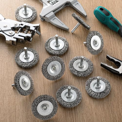 Moxweyeni 20 Pcs 2 Inch Wire Wheel Brushes for Drill Bits, 1/4 Inch Shank - size: 2 Inch