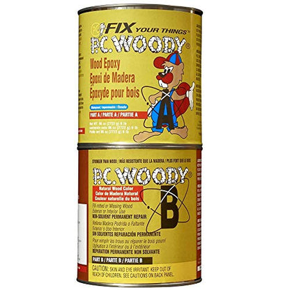 PC Products PC-Woody Wood Repair Epoxy Paste, Two-Part 96 oz in Two Cans, Tan 128336 - size: 96 oz, style: PC-Woody