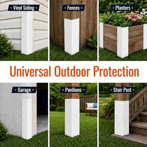 Stainless Steel Vinyl Siding Corner Guards- 2 Pack 11.8x3.4x3.4 Cap Trim - color: White