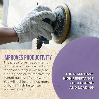 Dura-Gold 400 Grit 6" PSA Purple Film Ceramic Sanding Discs, Box of 50 - style: 400 Grit