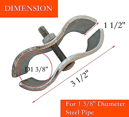 Dog Kennel Clamps & Panel Clamps For Chain Link Fence Made To Fit 1 3/8" Round Posts. Chain Link Clamp, Fence Panel Clamps And Saddle Clamp For Dog Kennels, Galvanized Connectors. (1-3/8"(8PCS)