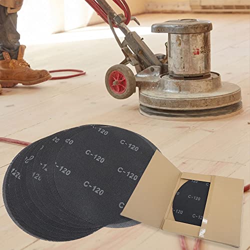 HUAALIUCHE 17" Sanding Screen Discs - Mesh Floor Sanding Screen - Black Silicon Carbide - for Wood Floors (10 Pack, 120 Grit) - size: 17 inch, style: #120-10 Pack