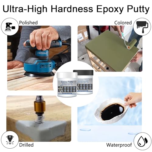 Epoxy Putty 16 oz AB Metal Epoxy Filler for Fast Repair Leaks Underwater High Adhesive Self-Hardening Pool Putty Sculpt Clay for Metal Wood Tile Repairing, Bonding, Sculpting White - color: White