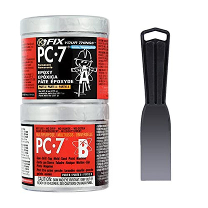 PC Products PC-7 Epoxy Adhesive Paste Kit with Applicator, Two-Part Heavy Duty, 1/2 lb in Two Cans, Charcoal Gray - size: 1/2 lb in Two Cans with Mixing Tool