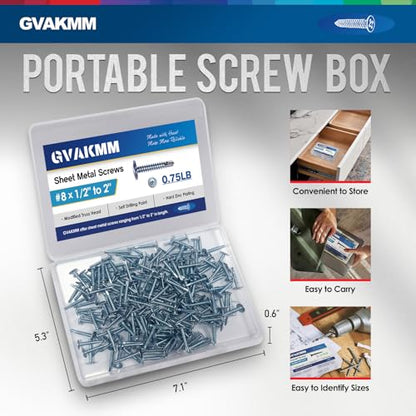 0.75LB (250pcs),#8x5/8''Sheet Metal Self-Tapping Screws,Modified Truss Head Zinc-Plated Self-Drilling Tek Screws,Ideal for Wood,Metal,Plastic and More(5/8 Inch,16mm,250Pcs) - size: #8x5/8 inch