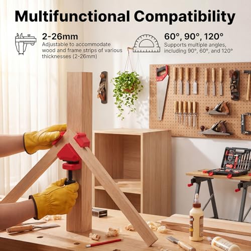 Chumia 4 Pack 60/90/120 Degree Corner Clamps for Woodworking Adjustable