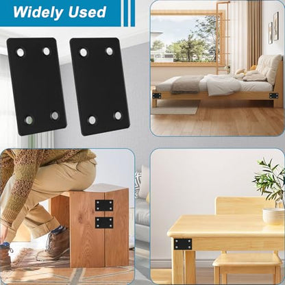 50PCS Flat Straight Brace Brackets, 2.36" Stainless Steel Joining Brackets - size: Black,2.36"x1.5"
