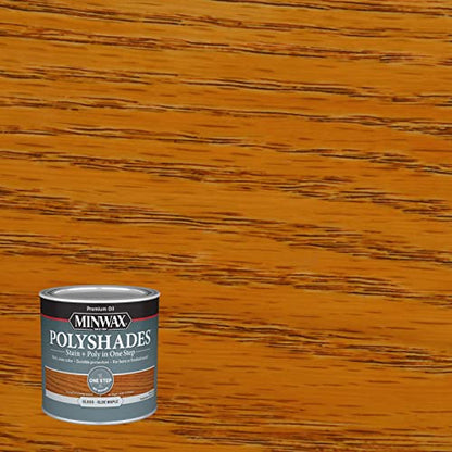 Minwax PolyShades Wood Stain + Polyurethane Finish – ½ Pint, Olde Maple, Gloss - color: Olde Maple, size: 0.25 Quart, style: Gloss