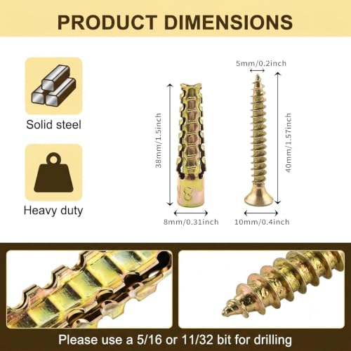 30 Packs Hollow Wall Anchors with Screws – Stripped Hole Fastener Kit for Loose Hinges, Cabinet Doors & Drywall, Metal Anchor Assortment for Hanging Pictures, Shelves & Home Fixtures