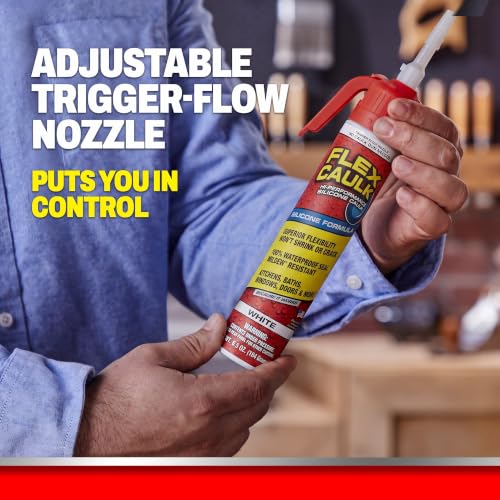 Flex Caulk Silicone Waterproof Sealant, White, 6.5 oz, 1-Pack - style: Silicone, White, 6.5 oz, 1-Pack