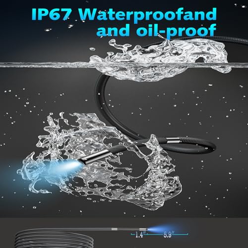 Two-Way Articulating Borescope Camera with Light, 1920P HD Snake Camera with 360° Rotation, 5ft IP67 Waterproof for Mechanics & Plumbers, Borescope with Articulating Head for iPhone & Android