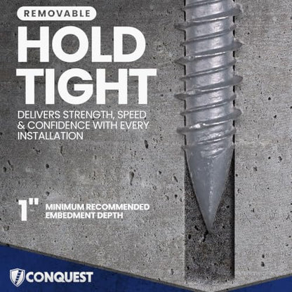 Conquest T-30 Flat Head Concrete Screws with Drill Bit 1/4” x 2-3/4” - size: 1/4" x 2-3/4"