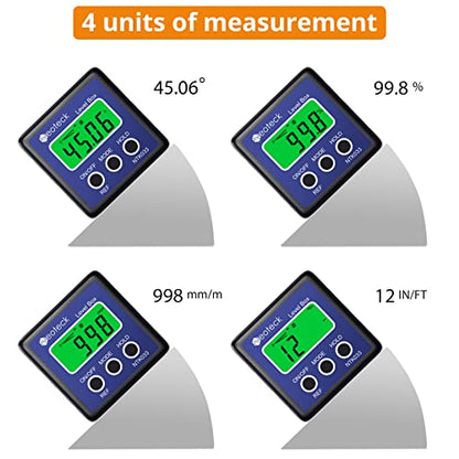 Neoteck Professional Measurement Kit: Digital Angle Finder LCD Protractor & Spherical Inductive Pinless Moisture Meter for Wood, Wall, Masonry, Concrete, Waterproof, Bevel Box, Inclinometer
