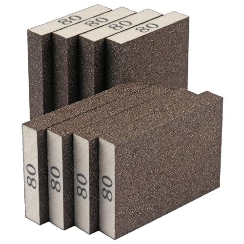 8 Pack Sanding Sponge Block, Wet Dry Sandpaper Sand Paper for Drywall Wood - size: 80 Grit